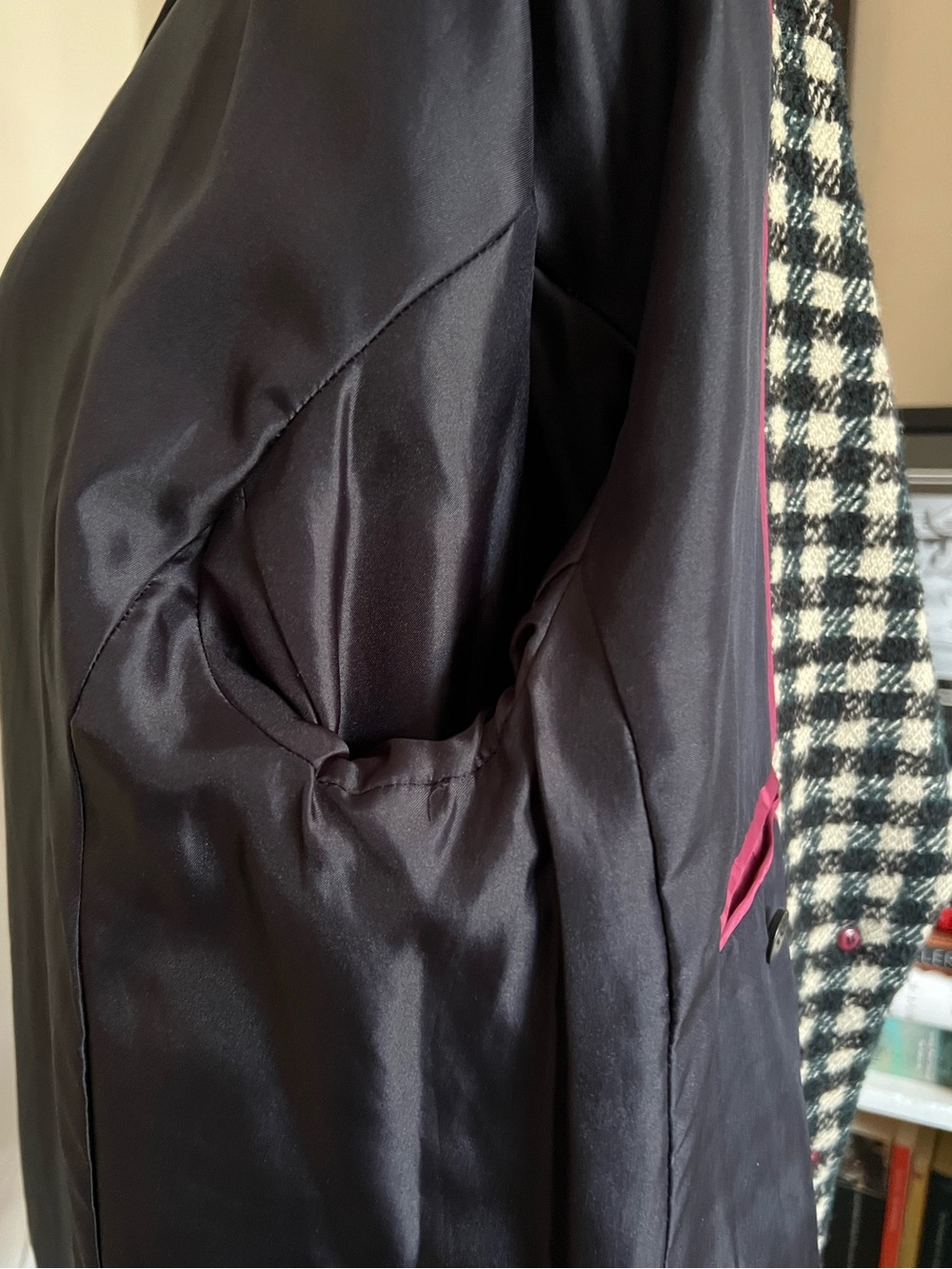 OVERSIZED TOPCOAT IN CHECK TWEED, IVORY GREEN BLACK - Picture 6 of 10